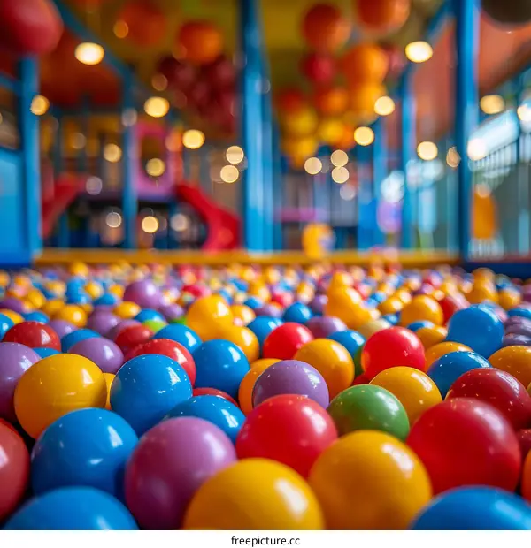 Colorful plastic balls in a children's play area