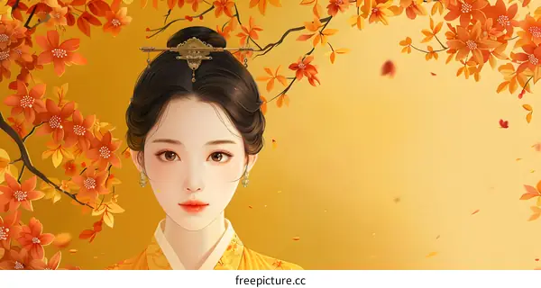 A beautiful illustration of a Tang Dynasty仕女