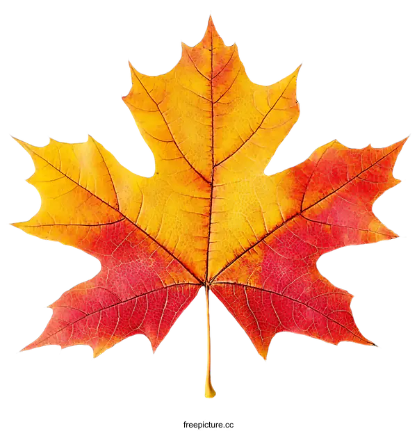[Transparent Background PNG]Close Up View of a Vibrant Autumn Maple Leaf