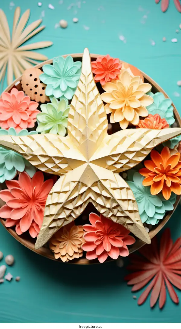 3D starfish and flowers