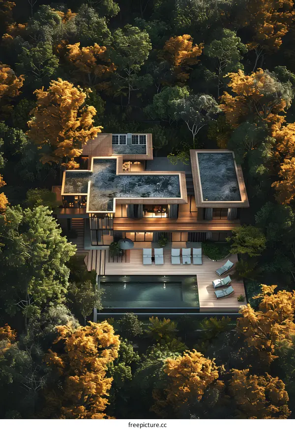 Modern house in the middle of the forest