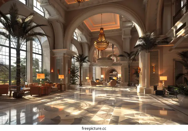 Lavish and Opulent Hotel Lobby with Intricate Details