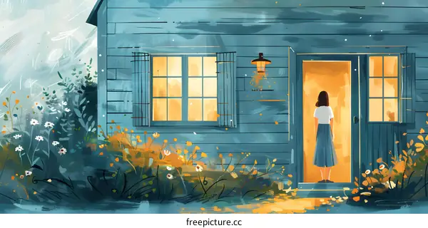 The little house at night