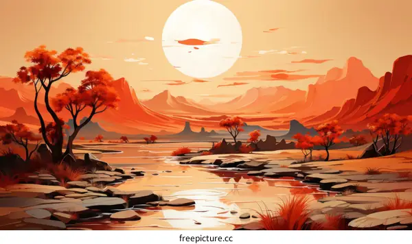 Sunset Canyon River: A Desert Landscape