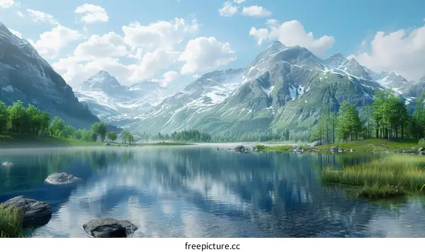 Picturesque Swiss Lake in the Heart of the Alps