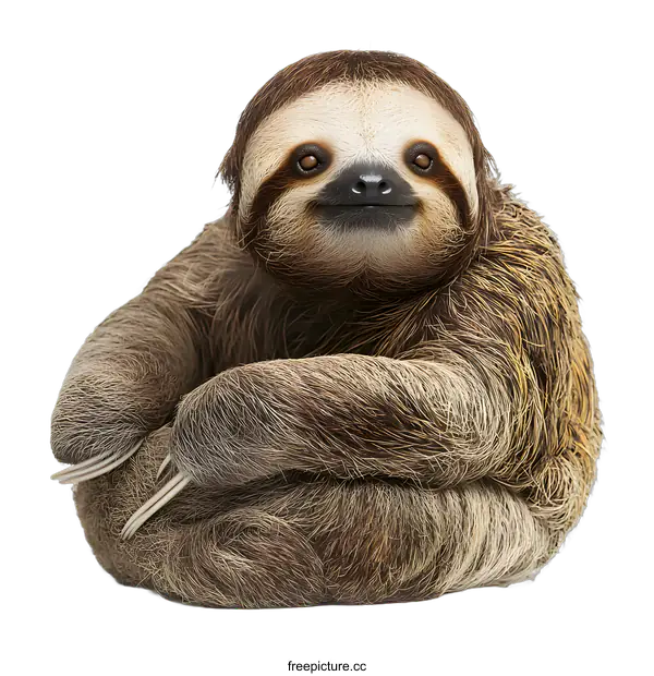 [Transparent Background PNG]Close Up Portrait Of A Sloth Sitting On A White Background