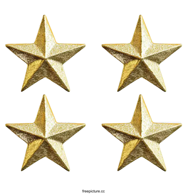 [Transparent Background PNG]Four Gold Stars on a White Background