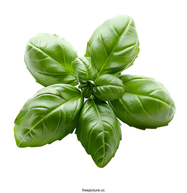 [Transparent Background PNG]A green basil plant on a white background