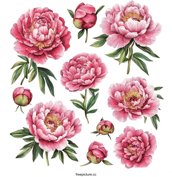 [Transparent Background PNG]Beautiful Watercolor Peony Illustration