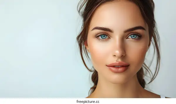 portrait of a beautiful young woman with blue eyes
