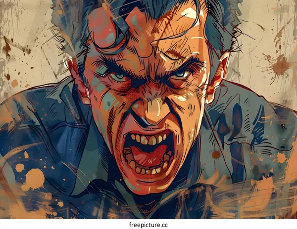 portrait of a man screaming