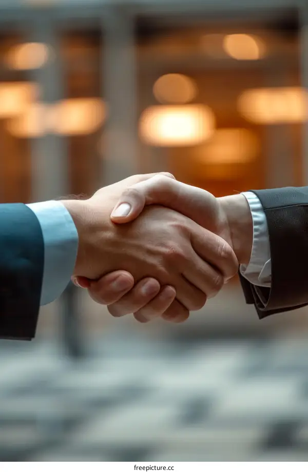 Businessmen in Suits Shaking Hands Indoors