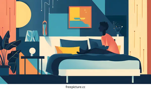 Abstract Illustration of a Person Sitting on a Bed