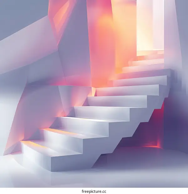Glowing Staircase: A 3D Rendering