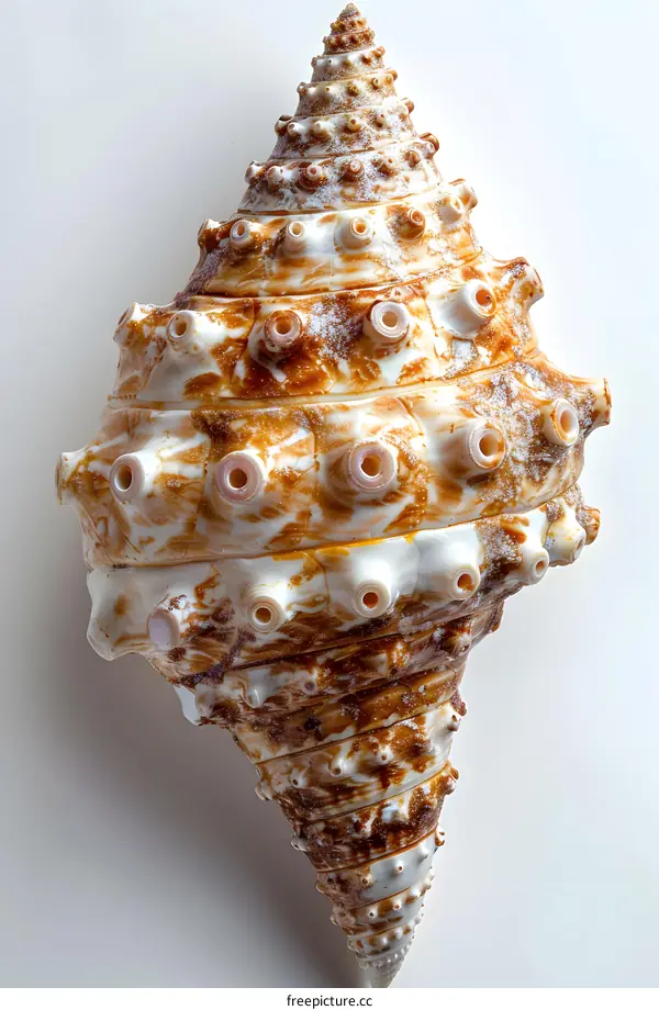 A large Murex Seashell Against a White Background