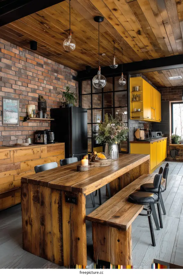 Rustic Industrial Style Kitchen Dining Area
