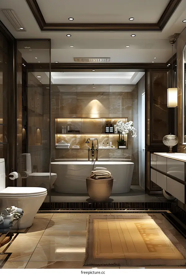 Brown marble bathroom