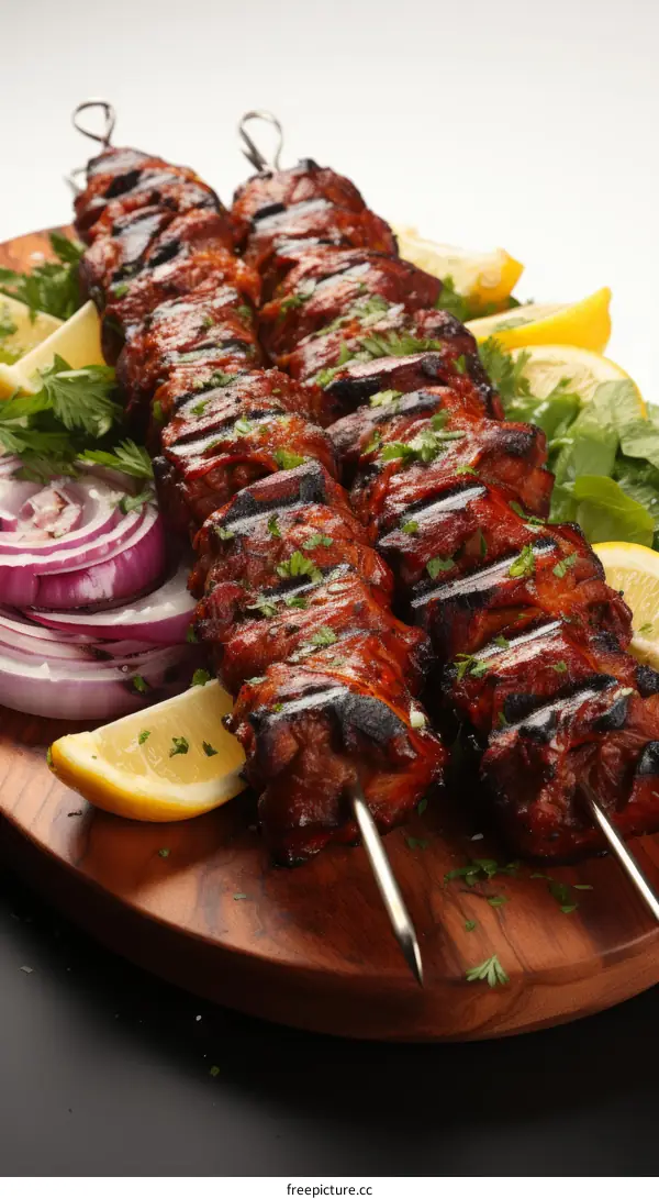 Lamb Shish Kebabs with Lemon and Red Onion