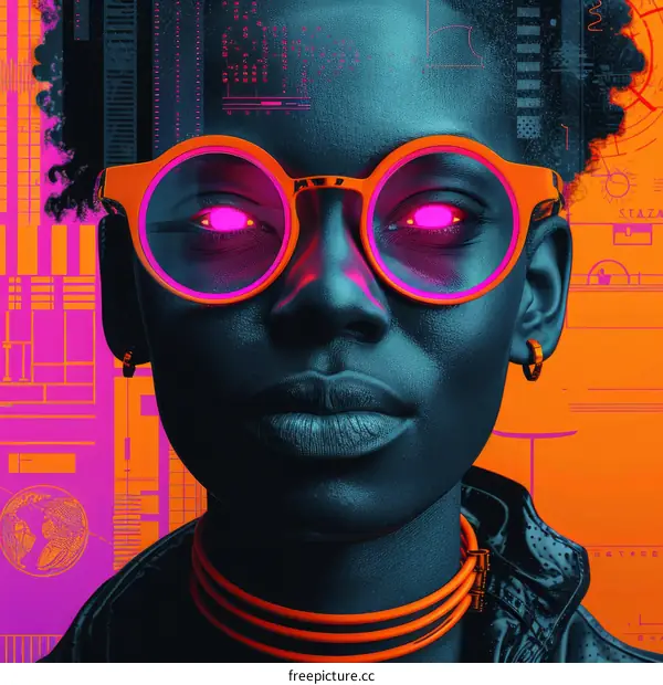 Portrait of a Black Woman with Glowing Eyes