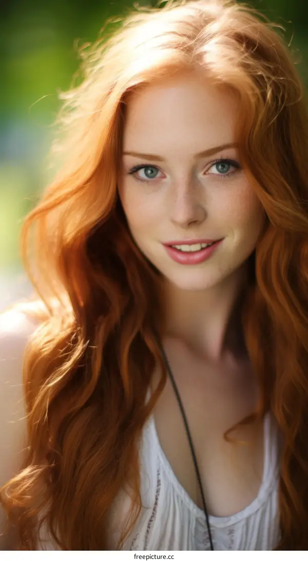 Portrait of a beautiful young redheaded woman smiling