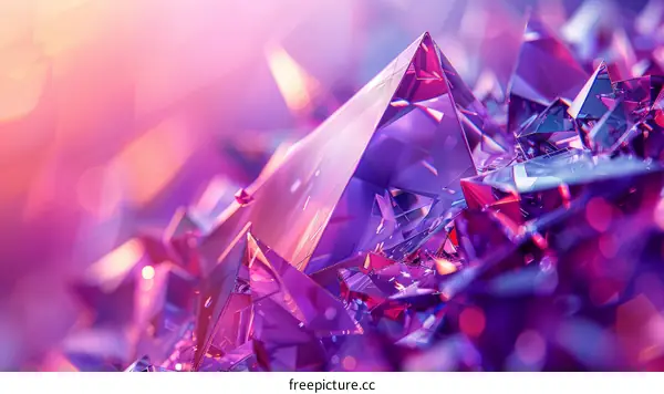 Mystical pink crystal background with glowing edges