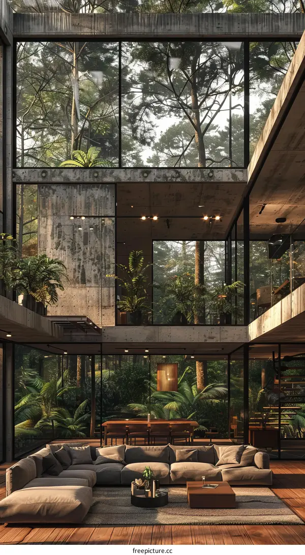 Modern Glass House in the Rainforest