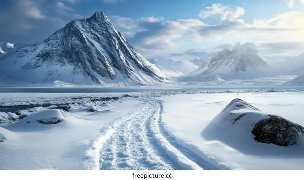 Snowy Mountain Landscape in Winter