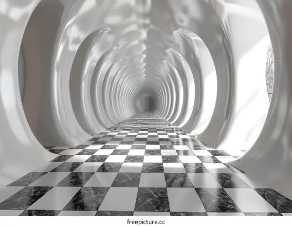 Black and White Checkered Floor Tunnel