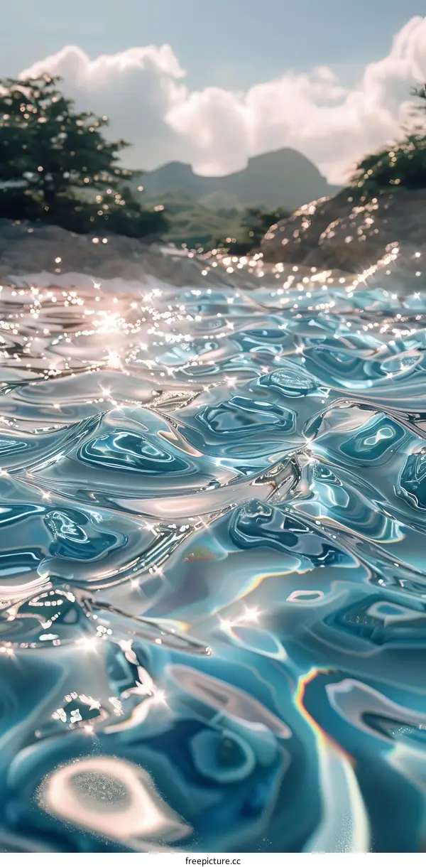 Abstract Turquoise Water Surface in Sunlight