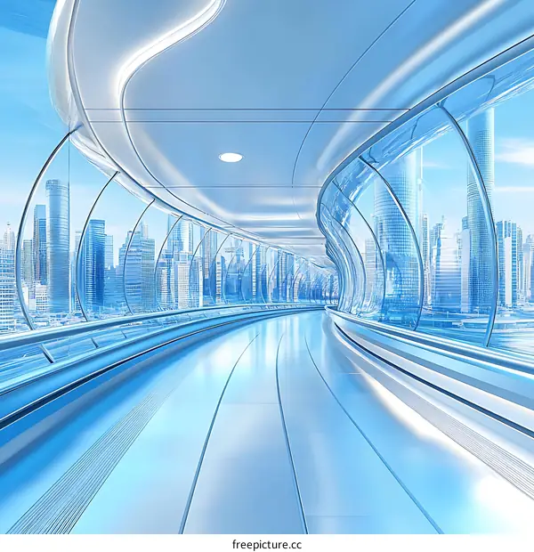 Futuristic City Passageway with Panoramic View