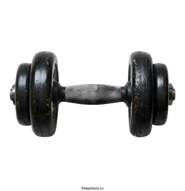 [Transparent Background PNG]Black dumbbell on white background