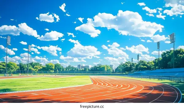 Summer Day at the Outdoor Running Track
