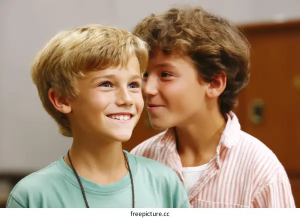 Two Children Sharing a Secret