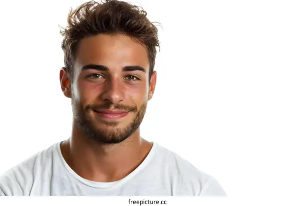 Smiling young man in white t-shirt