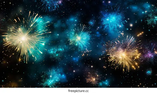 Fireworks light up the night sky with brilliant colors and sparkles