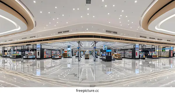 Modern Retail Store Interior Design With Sleek Black Shelving and Bright Lighting