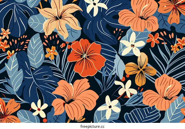 Tropical Floral Seamless Pattern Illustration