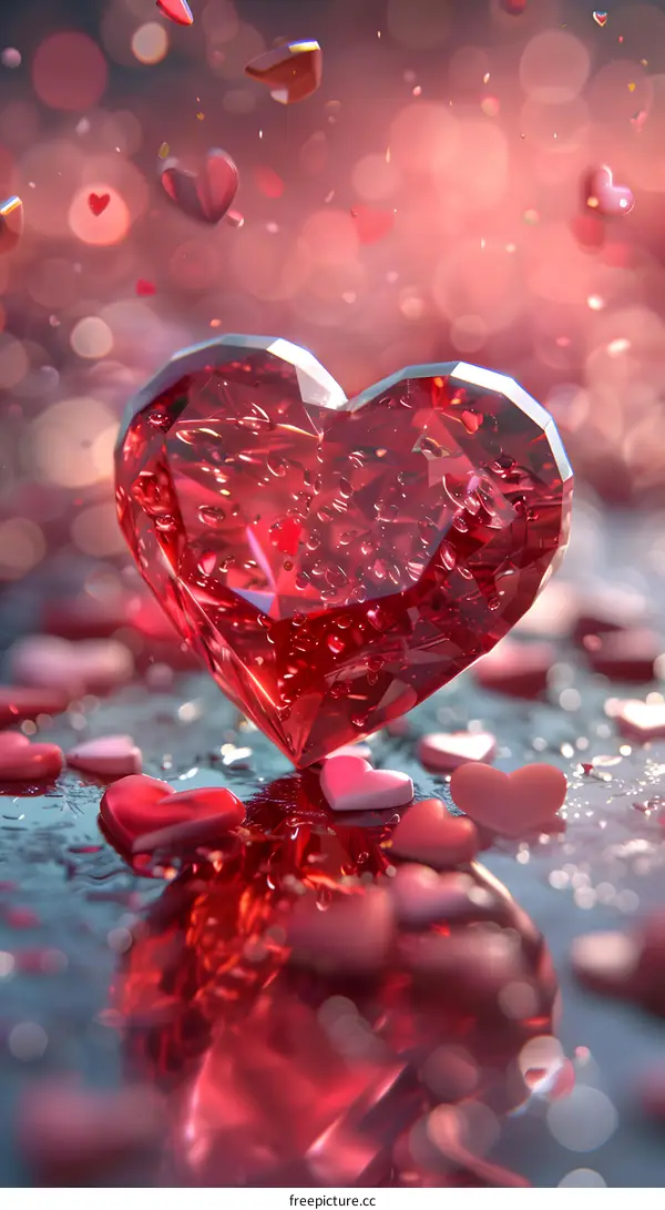 A Sparkling Red Gemstone Heart