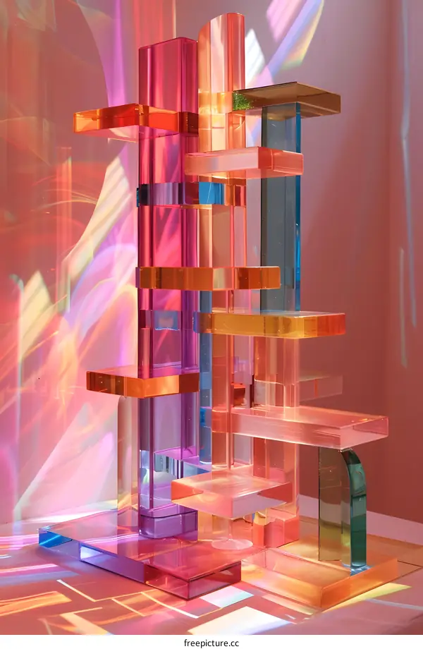 Colorful 3D geometric shapes sculpture
