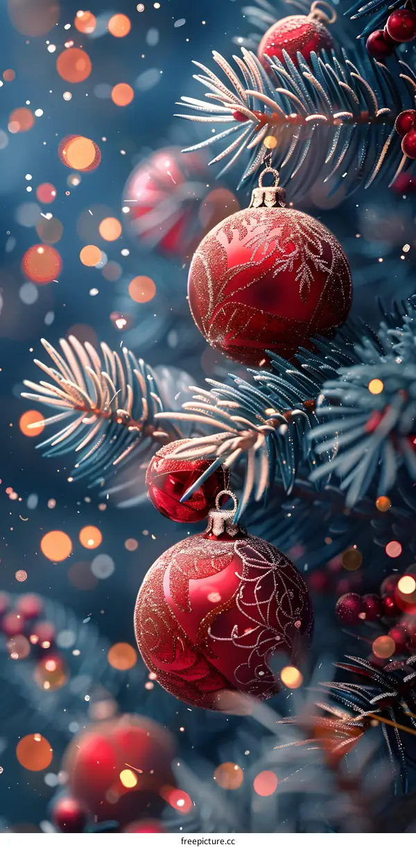 Christmas Tree with Red Ornaments