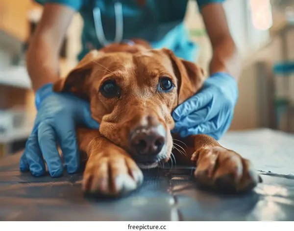 Veterinarian Examining Dog