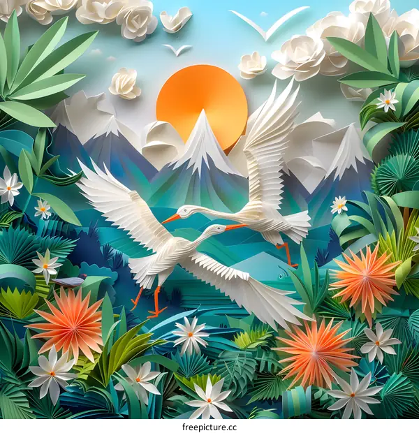 Papercraft Birds in Tropical Paradise