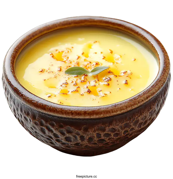 [Transparent Background PNG]Delicious Creamy Yellow Soup in a Bowl
