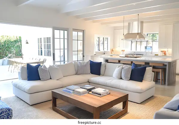 Modern Farmhouse Living Room with Open Kitchen