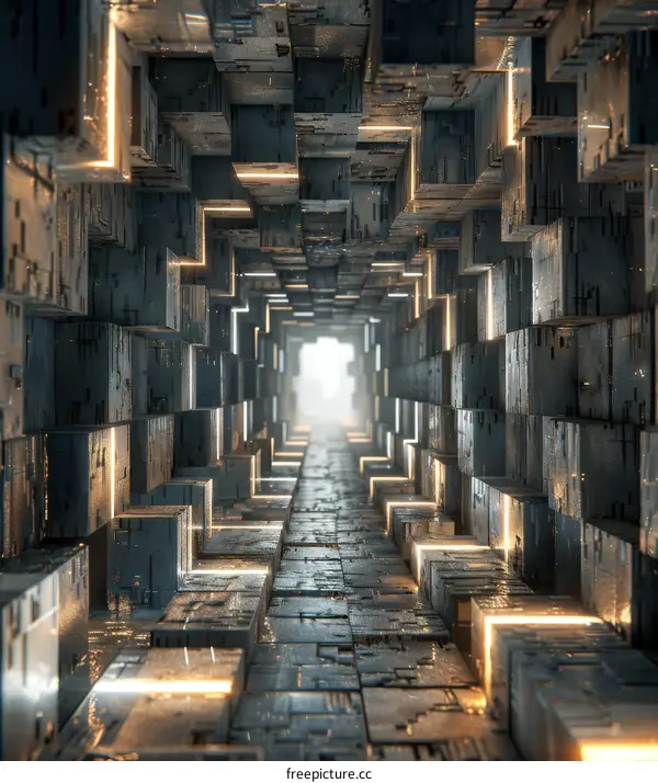 Futuristic Sci-Fi Corridor With Bright Light At The End Of The Tunnel