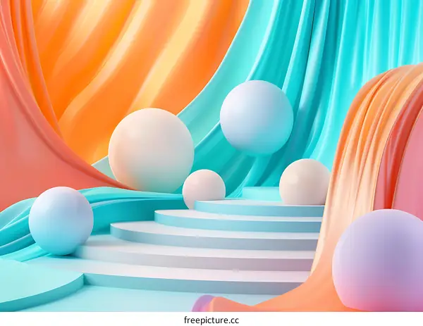 Abstract 3D Render Colorful Background With Steps