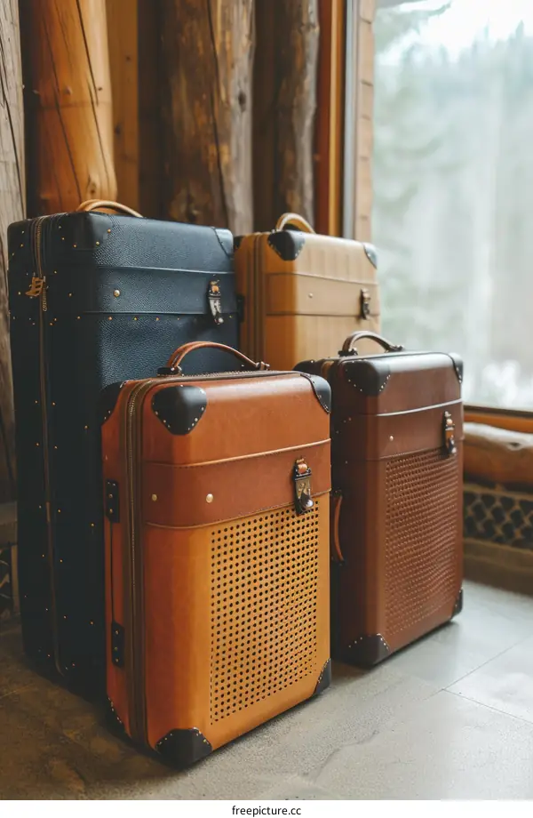 A Set of Vintage Leather Luggage