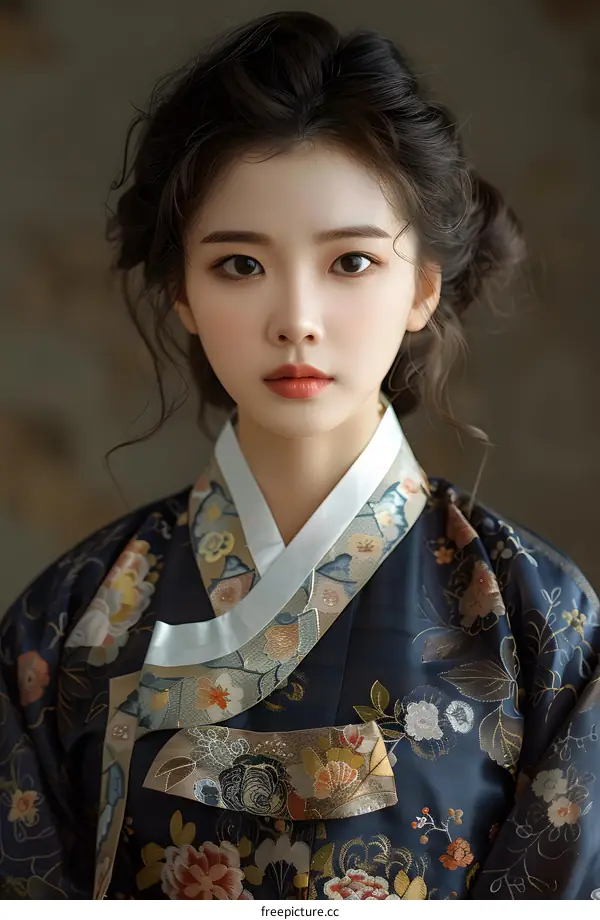 Portrait of a young woman in traditional Korean dress