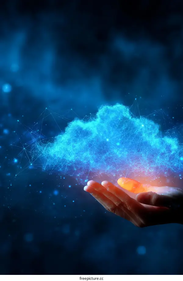 Hand Holding a Digital Cloud Illustration
