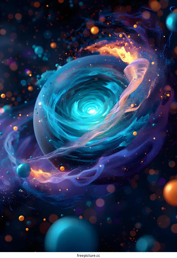 Blue and orange glowing planet